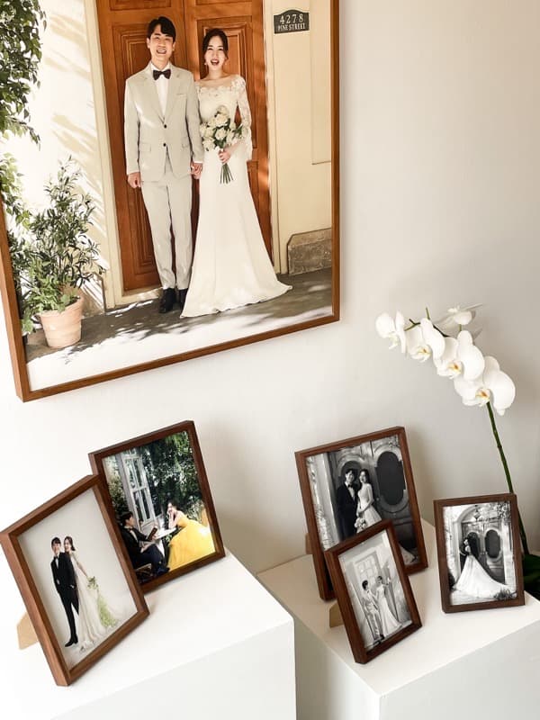 파인그라피 웨딩 가족 원목 액자 프레임 결혼 사진인화 서비스 파인아트 월넛 A2